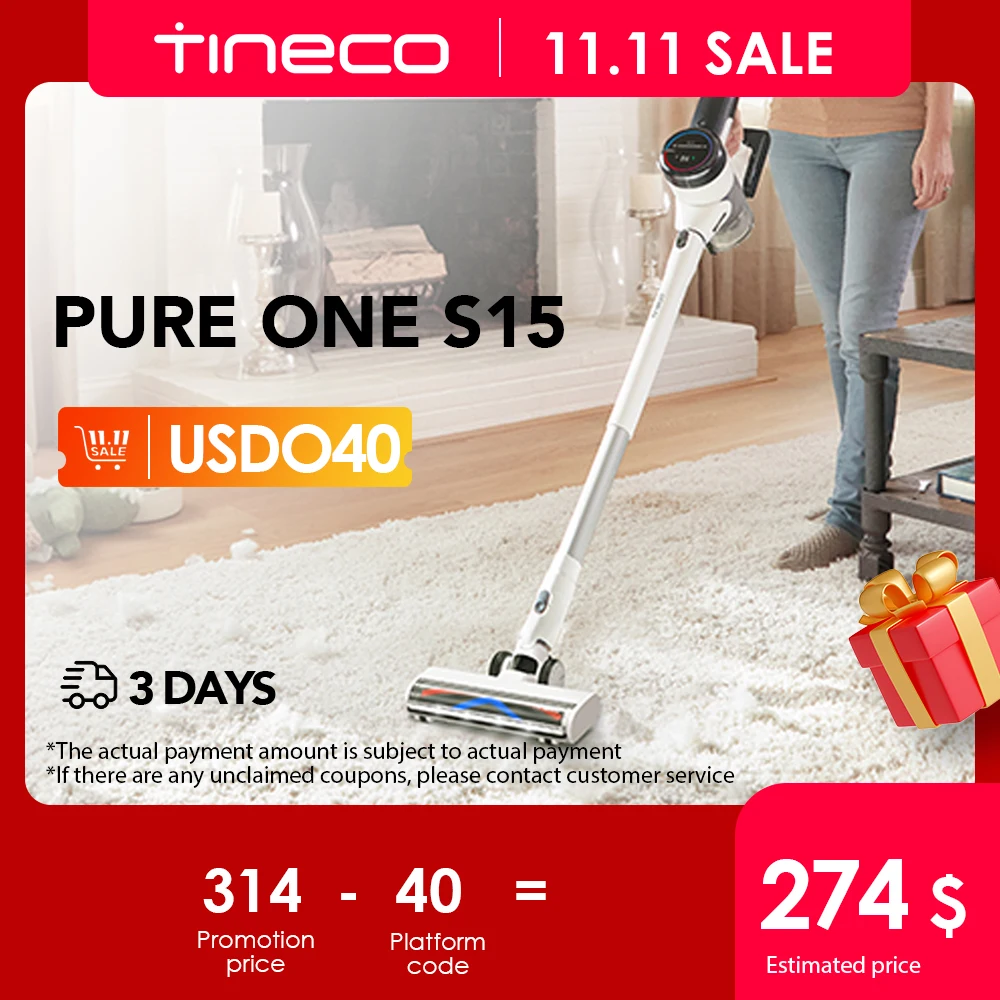 Tineco Pure ONE S15 Ess Smart Cordless Vacuum Cleaner Stick Vacuum Brush Deep Clean Hard Floor Carpets Pet Hair Clean LED Light vacuum cleaner,handheld vacuum cleaner,wireless vacuum cleaner,portable vacuum cleaner
