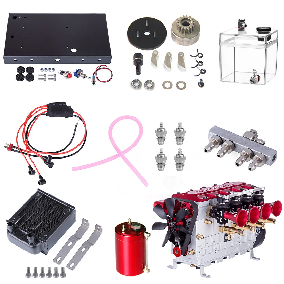

TOYAN FS-L400 14cc Inline Four-Cylinder Methanol Engine Model For 1:8 1:10 1:12 1:14 RC Car Ship Airplane Toy - KIT Version