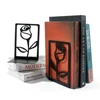 Rose Metal Book Ends -Black L Shaped Book Stand Holder for Home Office Desk, Creative Gift for Dads and Loved Ones 1