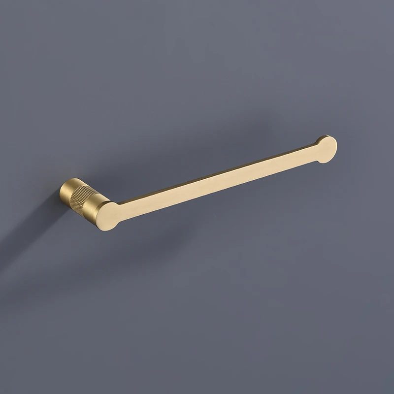 Brushed Gold Bathroom Accessories Set High Quality Brass Knurled Towel Bar Paper Holder Towel Ring Robe Hook Hardware Pendant
