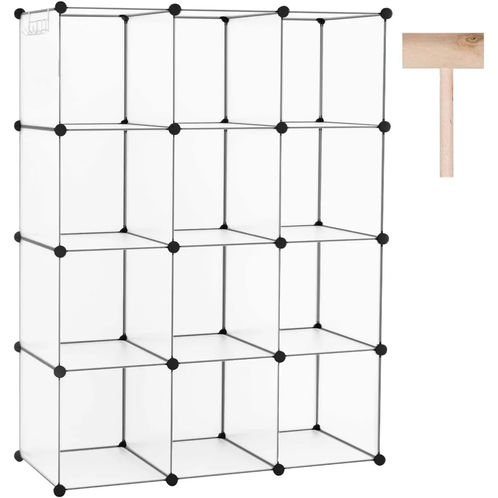 

Book Shelf Modular Shelving Units Ideal Cube Storage Organizer Plastic Stackable Bookshelf 12-Cube Closet Cabinet Organizer Room