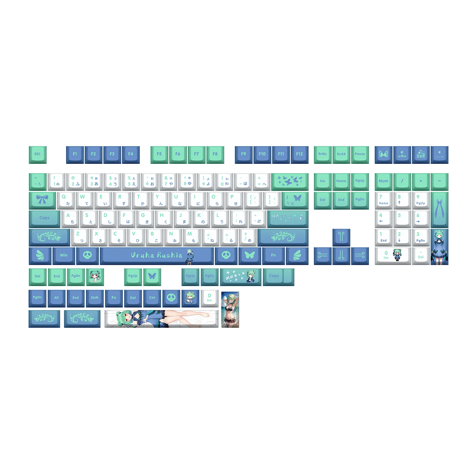 Rushia Vtuber Hololive Key Cover Pbt Dye Sublimation Cherry mx Cross Axis Switch Keycap para Teclado Mecânico - Imagem 3