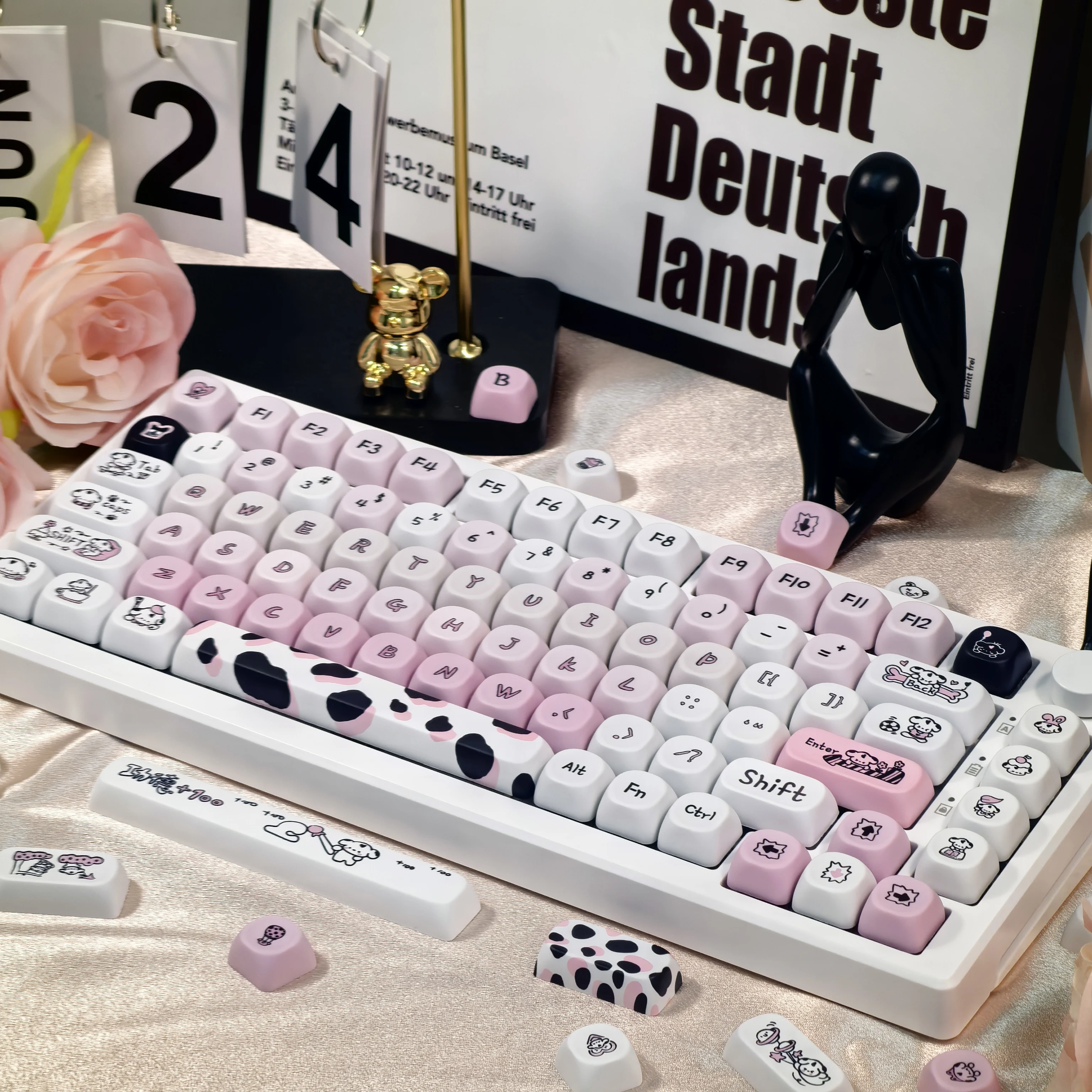 PBT Keycaps, 139 Keys Cute Sublimation Keycaps Kawaii