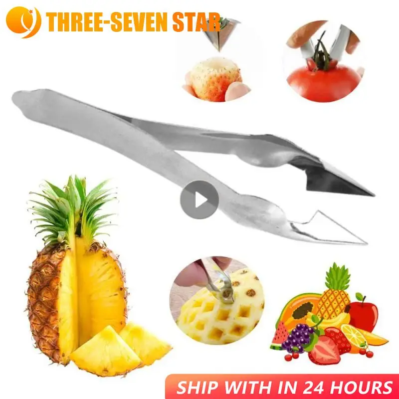 Fruit Corers Peeler Pineapple Slicer Cutter Clips Stainless Steel Strawberry Huller Melon Fruit Seed Slicer Clips Kitchen Tools