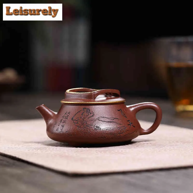 150ml Ancient Yixing Purple Clay Teapots Handmade Dunhuang Apsaras Pot Raw Ore Downhill Mud Kettle Zisha Teaset Teaware Supplies