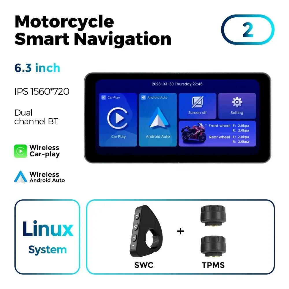 토모스트롱 6.3인치 1000nit 무선 CarPlay 및 안드로이드 Auto 지원, ..