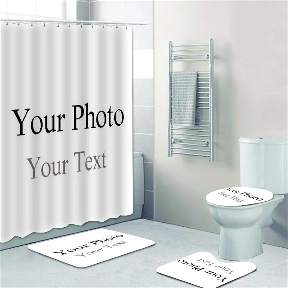 CustomPrintShowerCurtainsPolyesterFabricBathroomCurtainSet