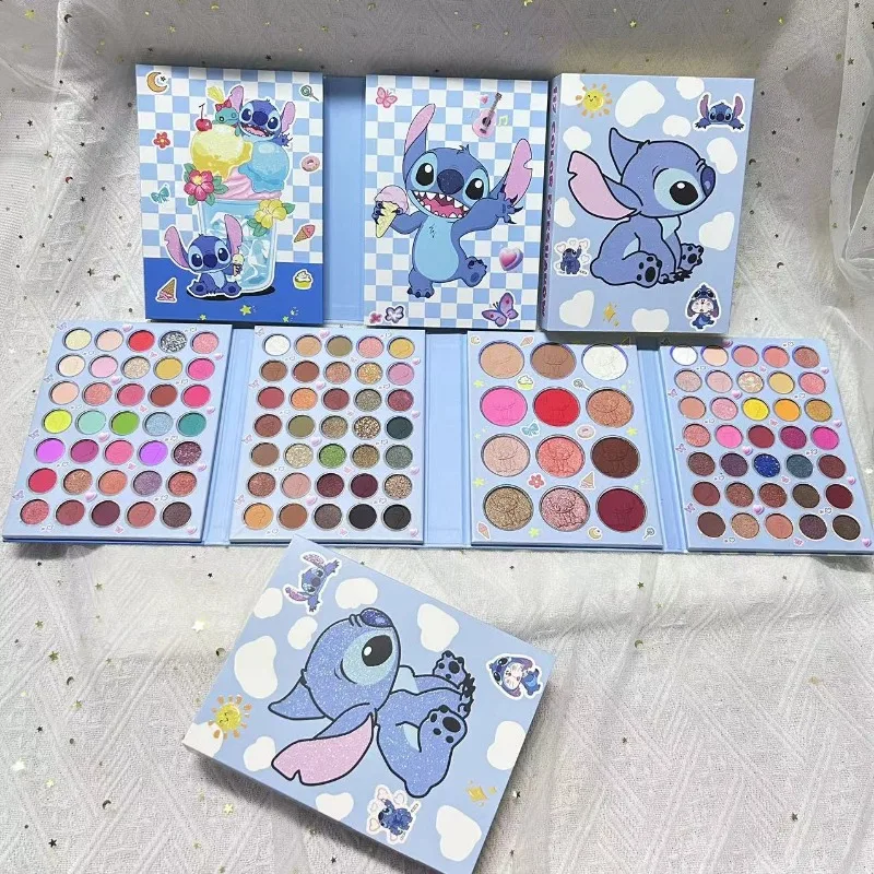 

New Disney Stitch 117 Color Eye Shadow Brown Matt Face Classic Makeup Eyeshow Color Board Girls Makeup Gifts Stitch Anime Figure