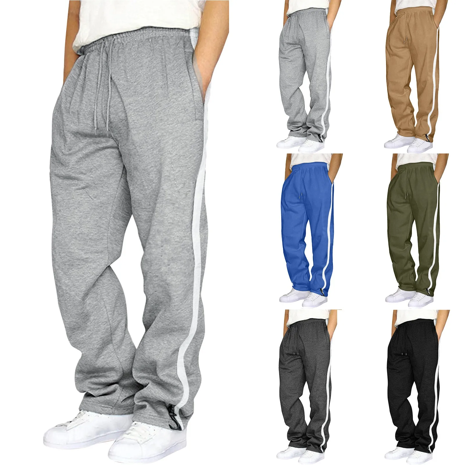 Description Picture 2 of itemMen's Sweatpants Casual Sports Fitness Long Pants Joggers Trousers 2024 New Solid Elastic Waist Jogging Pants Streetwear