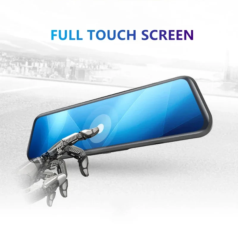 Aoedi AD813 1080P Full HD Streaming Media Car DVR Rearview Mirror Dash Cam for Cars with Full Touch Screen