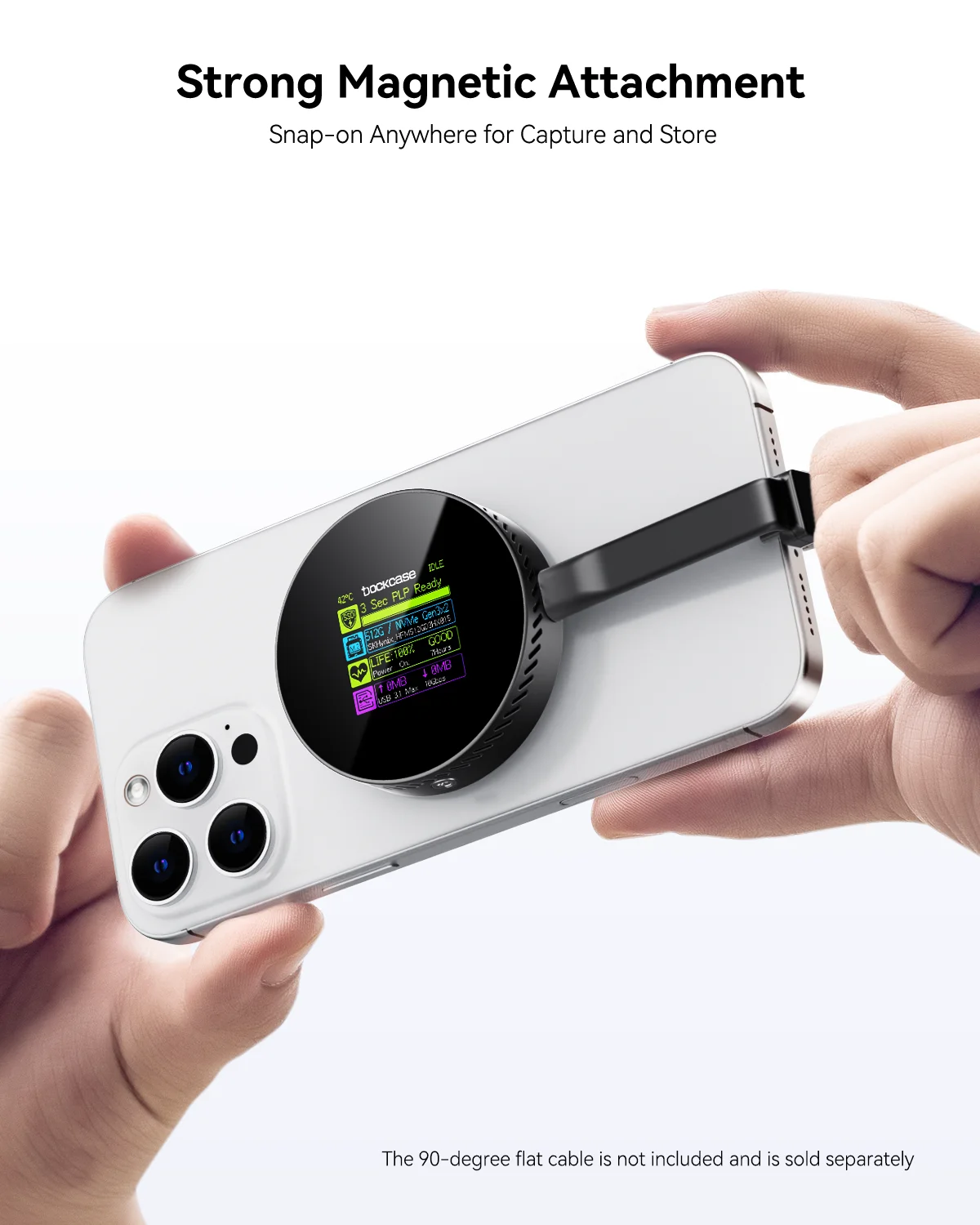 DOCKCASE M.2 NVMe SSD Enclosure Magnetic Design 100W Fast Charging Port 10Gbps Data Transfer 3s Power Protection