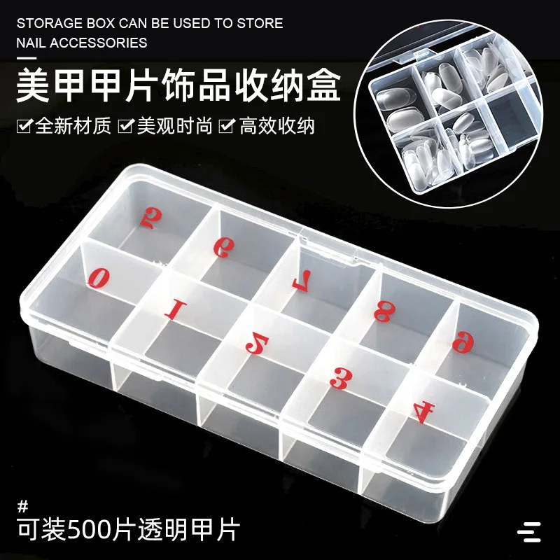 

1Box False Nail Tips Storage Case Nail Art Transparent Empty Storage Box Organizer Container for Jewelry Rhinestone Manicure Box