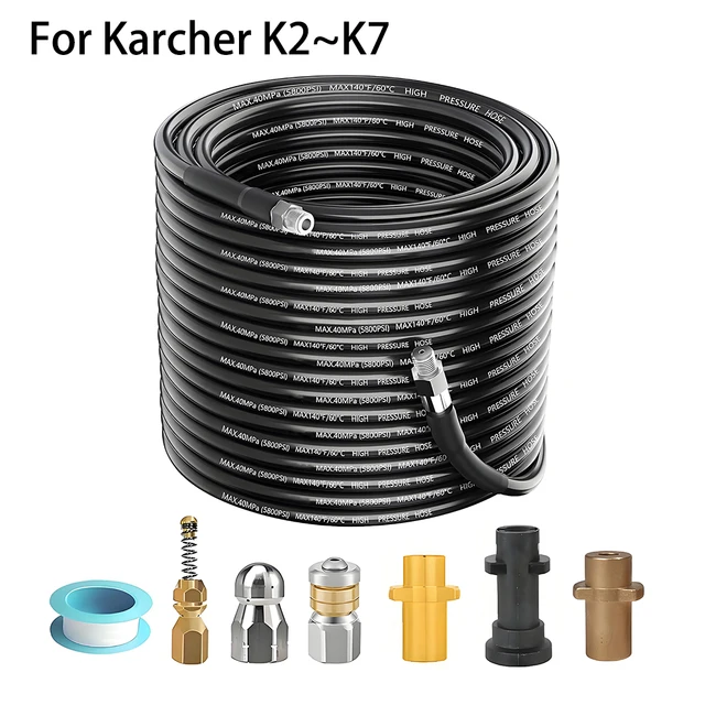 0.5 M-50 M ท่อระบายน้ําท่อระบายน้ําทําความสะอาดท่อชุดทําความสะอาดเครื่องซักผ้าความดันท่อความดันทําความสะอาดหัวฉีดสําหรับ Karcher K2 ~ K7 1