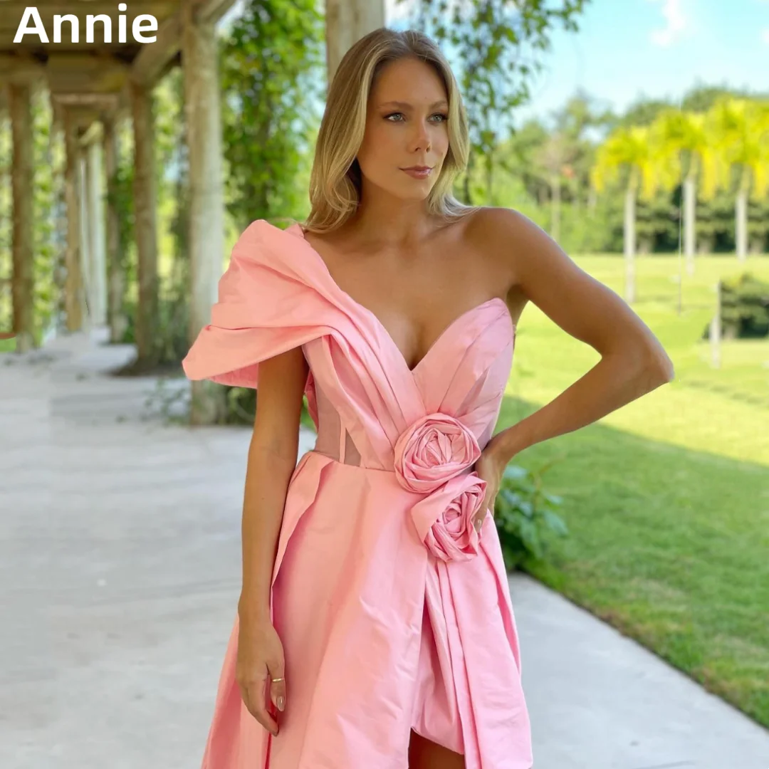 

Annie Elegant Ladies Pink Prom Dresses A-line Taffeta Evening Dresses Wedding Formal Occasions Party Dresses Robes De Soirée