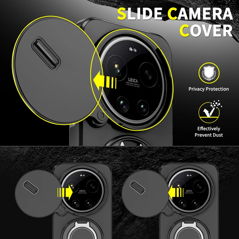 Magnetic Armor Shockproof Phone Case with Camera Protection and Ring Car Mount Stand