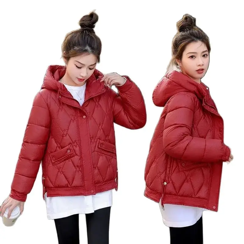 

Модная короткая блестящая куртка на хлопковом наполнителе, Женская осенне-зимняя новая трендовая куртка Джокера для женщин, Студенческая одежда