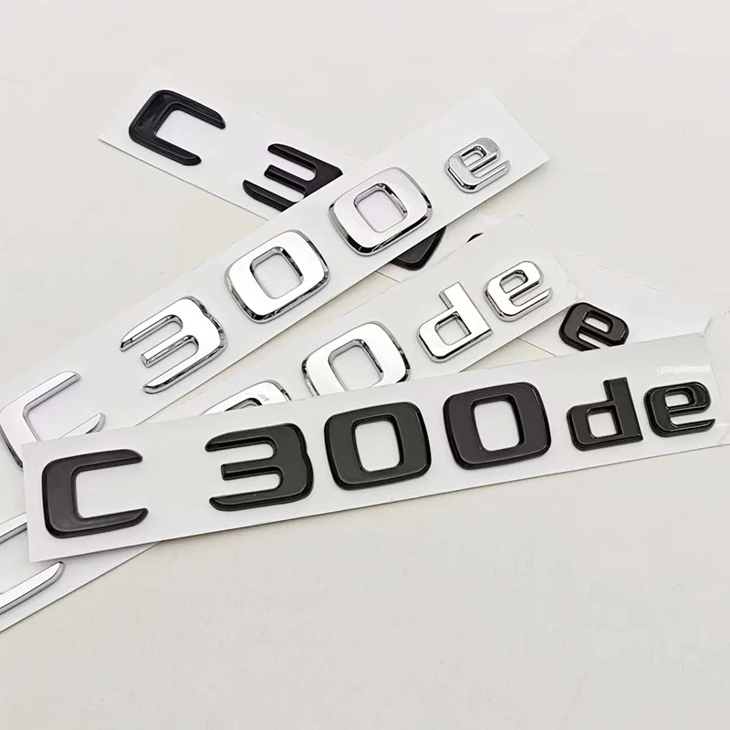 신형 3D ABS 크롬 블랙 자동차 스타일링 로고 C300e C300de 배지 리어 트렁크 엠블럼 스티커 데칼 메르세데스 벤츠 C300e C300de W206용