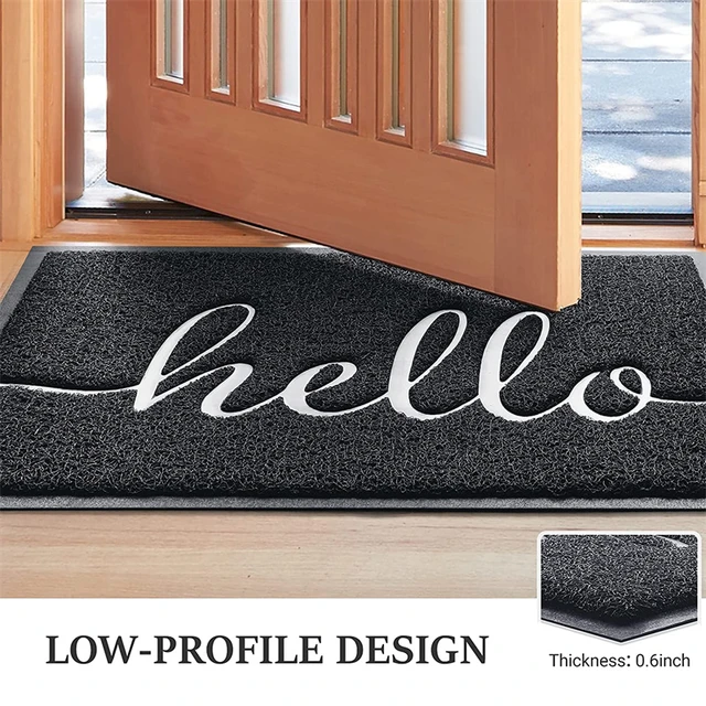 Vacclo 30x17.5inches Black Durable Hello Welcome Mat Low Profile Floor Mat  Front Doormat Indoor Outdoor Door Rug Non Slip Rugs - AliExpress