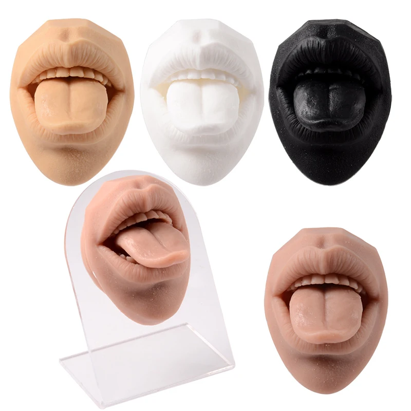 Simulation 1:1 Face Soft Silicone Mouth Model 3D Model Flexible Simulation Human Body Lip Tongue Teaching Tool Piercing Jewelry