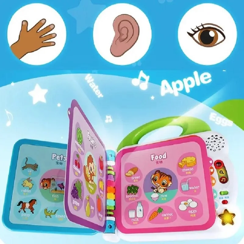 English Bilingual 100 Word Language Early Education Learn Machine Audio Book Animal Sound Cognative Smart Touch Read Toy Gift 6
