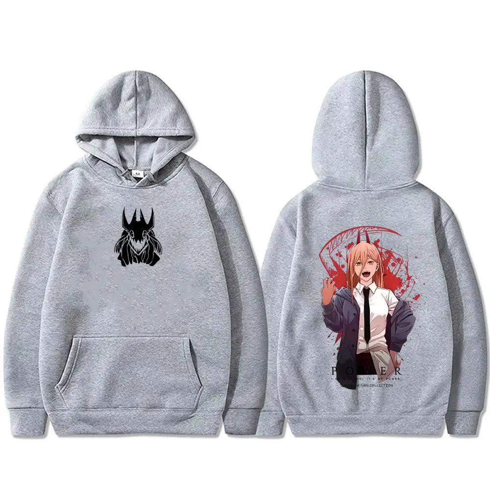 Anime Chainsaw Man Power Grafik-Hoodie für Männer und Frauen Manga Cosplay Übergroßer Sweatshirt Unisex Lässiger Retro Langarm-Pullover – Detail 7
