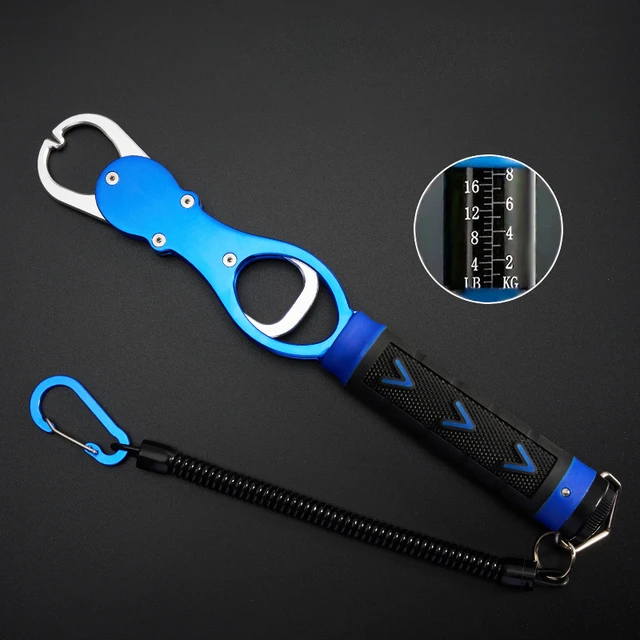 Fish Grip Fishing Aluminum alloy Scale 15kg Weighing With Retention Rope  Outdoor Lure Fishing Tools - AliExpress