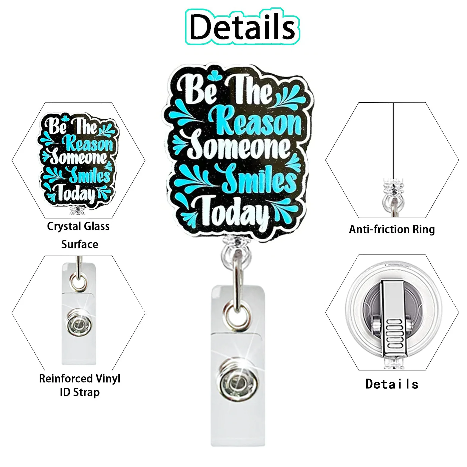 Retractable Badge Reel Badge Holder Retractable Id Tag Retractable Id Lanyard Glitter Acrylic Retractable Nurse Badge Reel Fashion Medical Bottle Crown Doctor ID Card Holder Lanyard 1 Piece