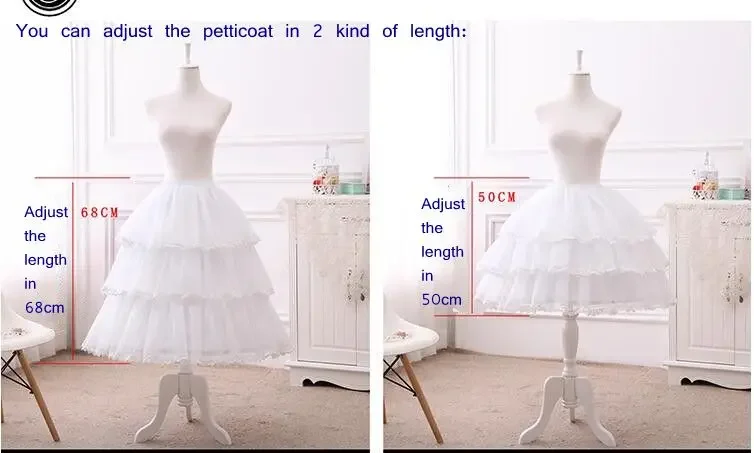 Petticoat Skirt Petticoat Underskirt Wedding Underskirt Lolita Petticoat Wedding Petticoat Short 50cm 68cm lolita Cosplay rockabilly 3 Layers Hoop Ruffle A Line Woman