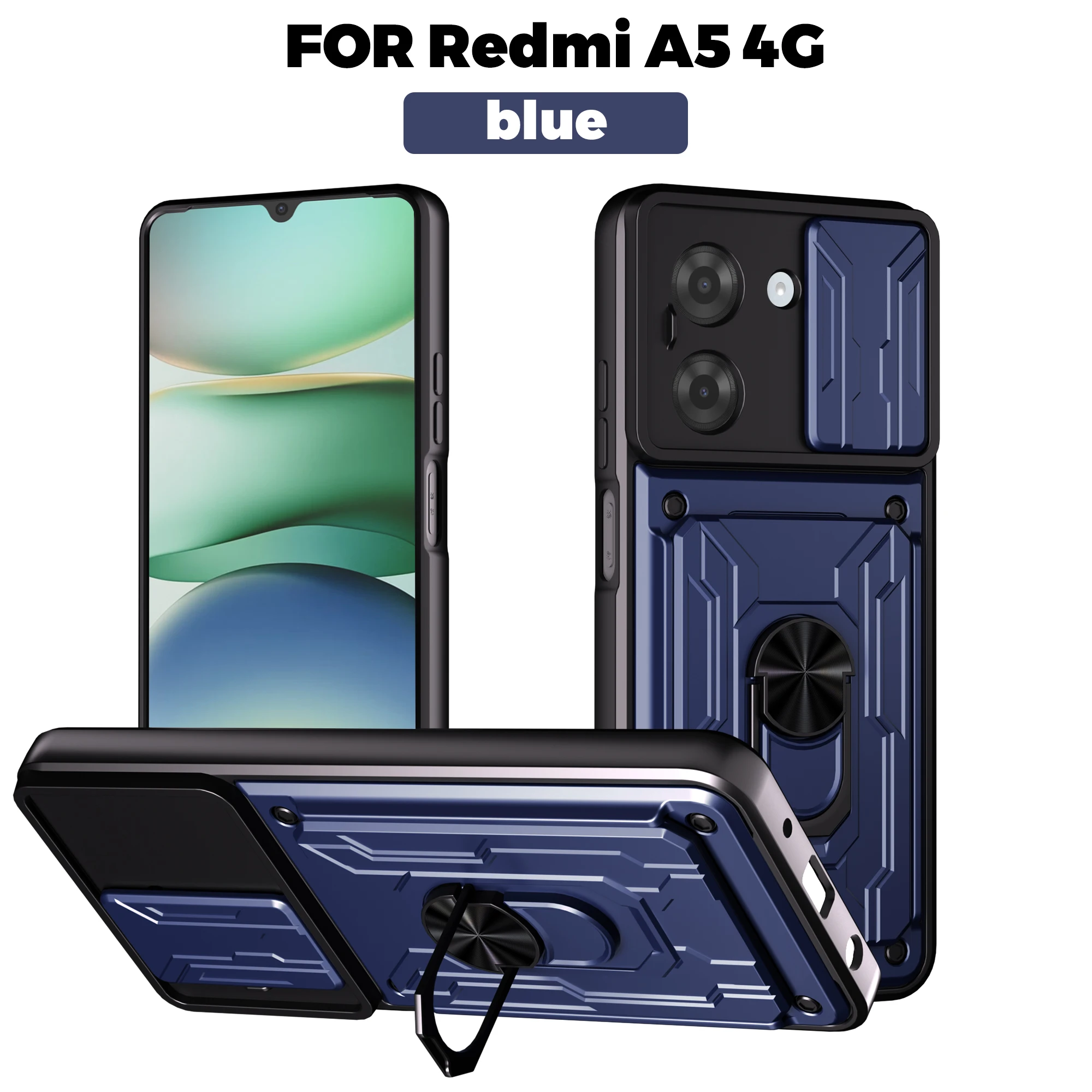 Rugged Armor Magnetic Bracket Case with Card Storage and Slide Camera Protection Cover