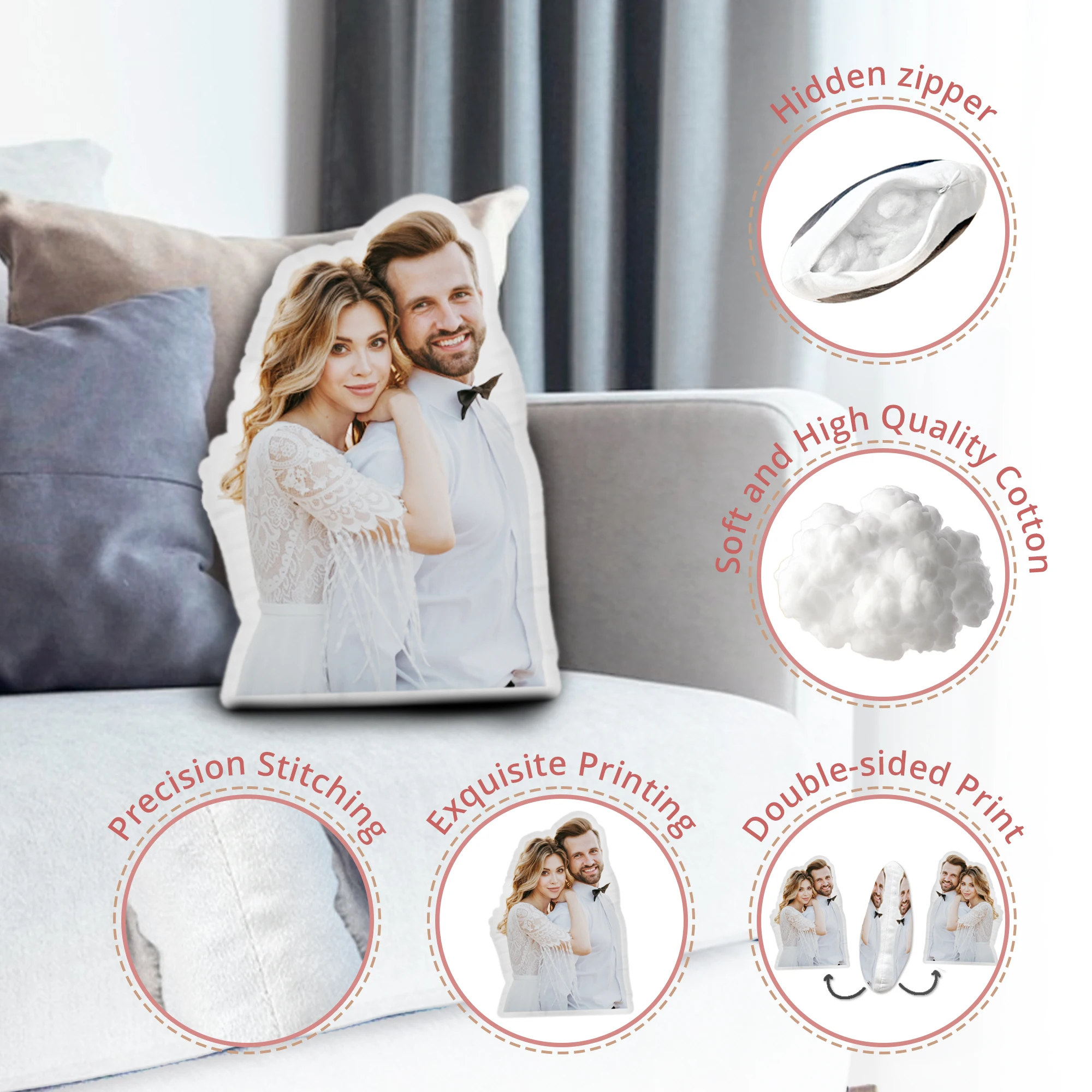 Custom Photo Cushion Humanoid Personalized Filling photo Cushion DIY Pillow for Putting Picture of Parent and Couple Christmas 2