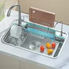 Stainless Steel Kitchen Sink With Rack Shelf Large Single Slot Washing Basin Household Multifunctional Pool For Kitchen 1