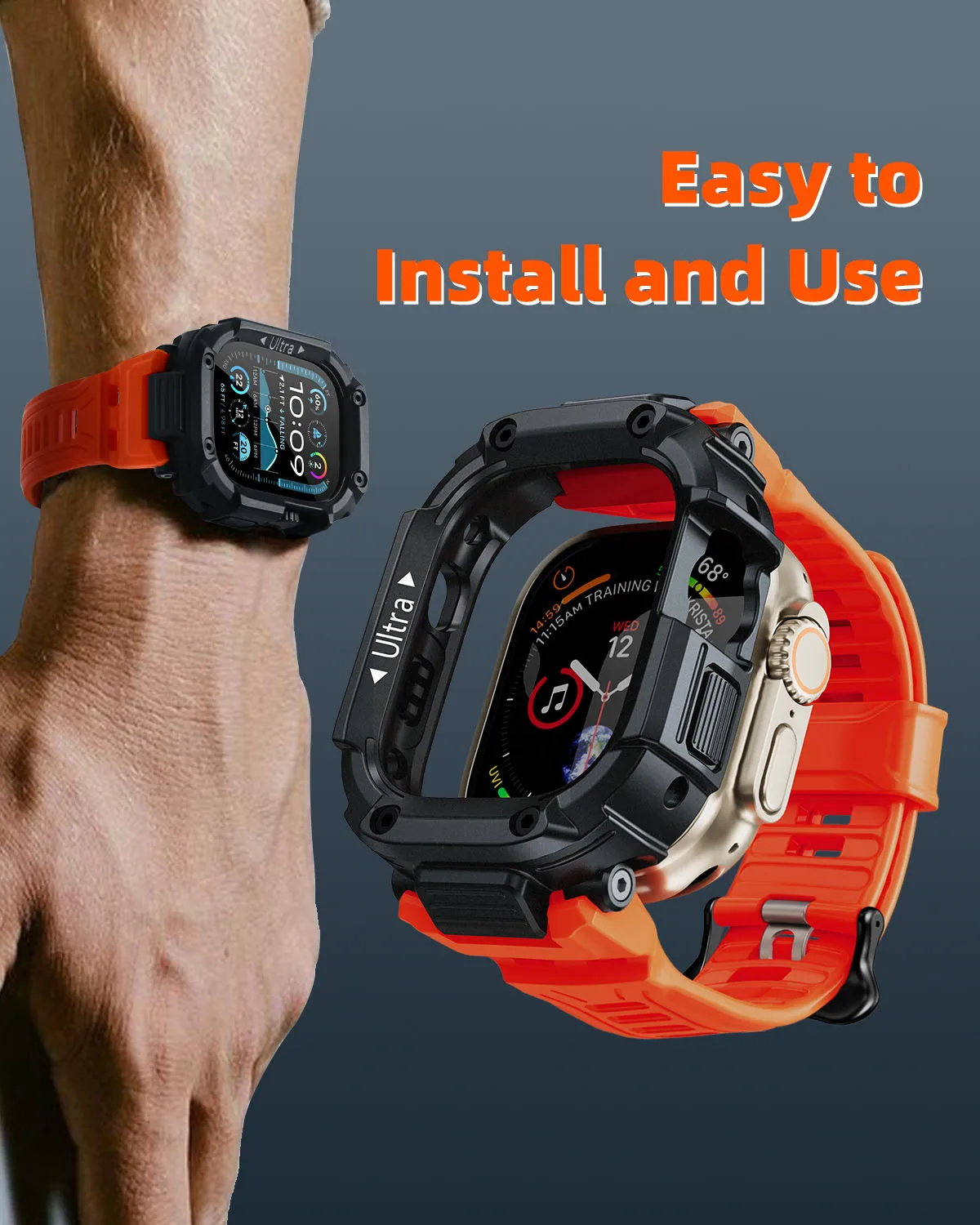 Eary Designed for Apple Watch Case Band Ultral 2 1 Series 49mm Military Grade Durable Protector Cover Smart iWatch Accessories