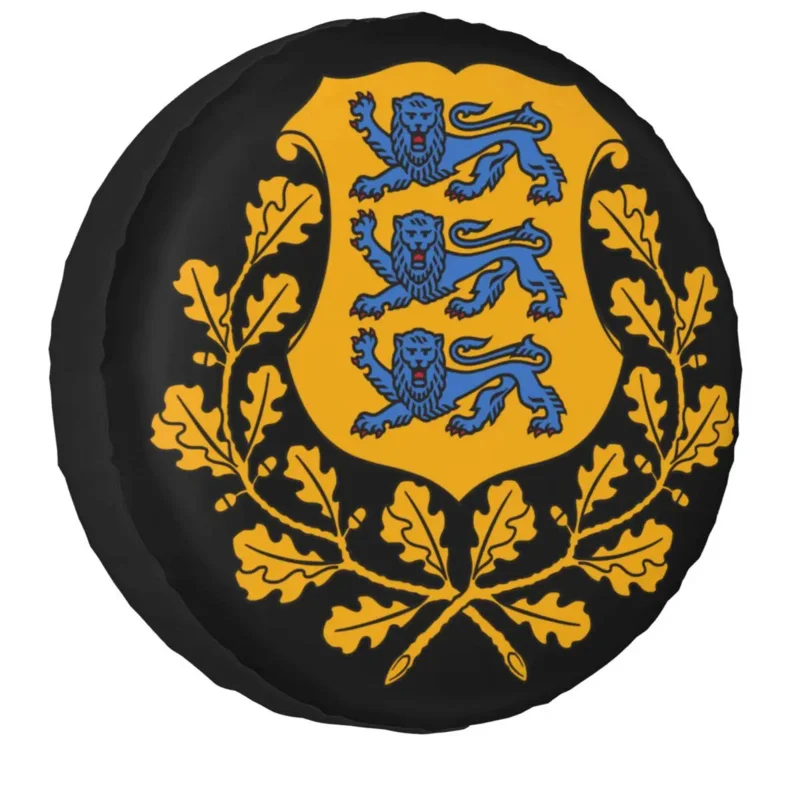 

Coat Of Arms Of Estonia Spare Tire Cover for Mitsubishi Jeep RV SUV Camper Car Wheel Protector Covers 14" 15" 16" 17" Inch
