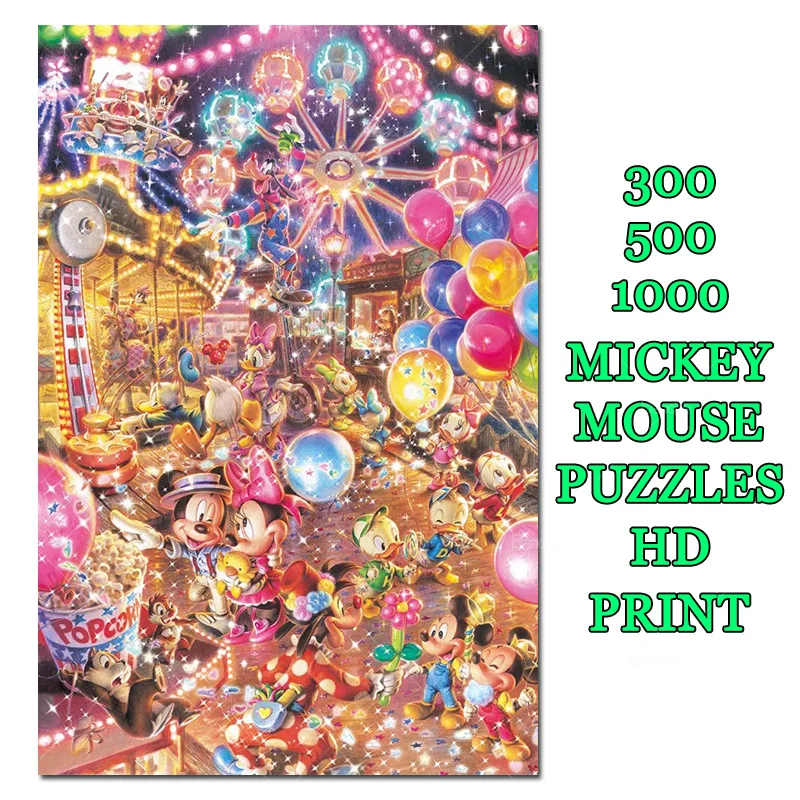 

Mickey Minnie Mouse With Friends Disney Cartoon Night Playground 300 500 1000PCS Puzzle Paper Jigsaw For Girls Kids Teens Gift