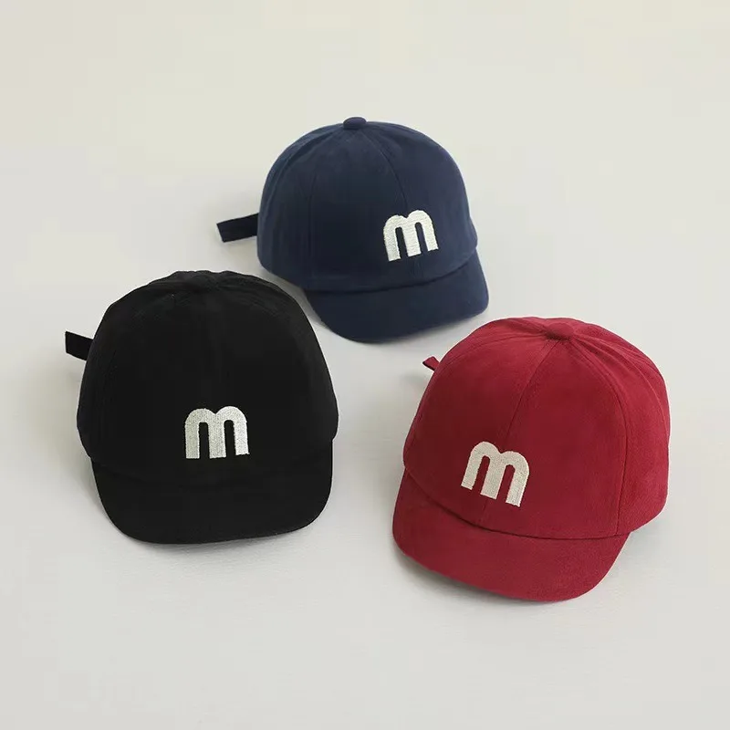 2025 model Letter Embroidered Baby Cap Summer Toddler Boys Girls Cotton Baseball Caps Solid Color Kids Adjustable Peaked Hat 4