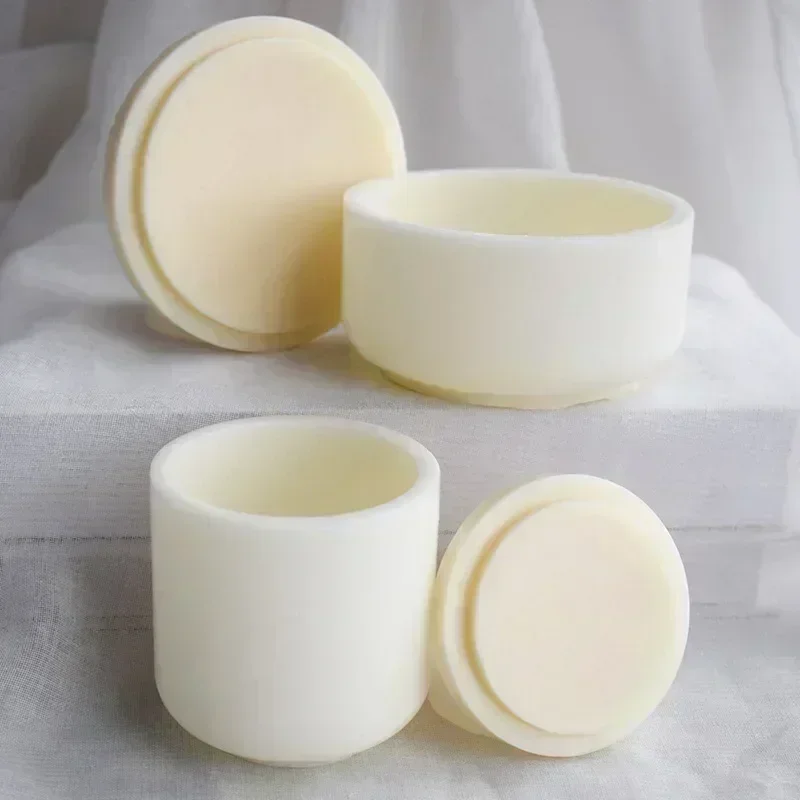 DIY Round Plaster Cup Scented Candle Silicone Mold Vase Flowerpot Storage Jar Plaster Pottery Mould Handmade Crafts Supplies silicone mold
