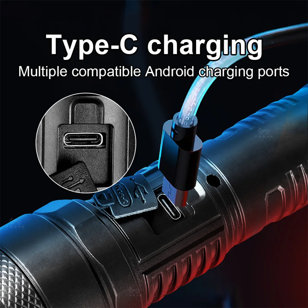 1000W 고출력 충전식 LED 손전등 USB 손전등 작업장 토치 LED 손전등 배터리 스포트라이트 작업용 랜턴