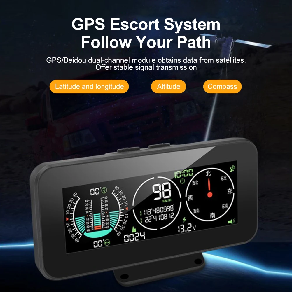 

GPS Speedometer Off Road Accessories Car HUD Head Up Display Overspeed Alarm M60 Digital Speed Slope Meter Compass Inclinometer