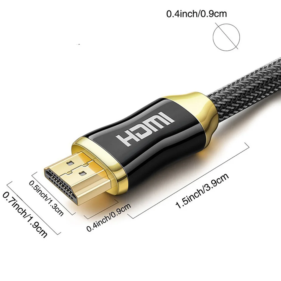 1M 4K 60Hz HDMI Ke HDMI Kabel Kepang Kecepatan Tinggi Kabel