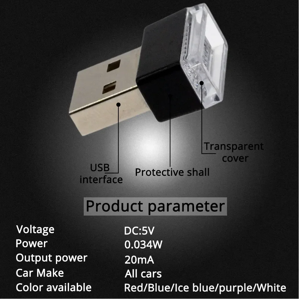1Pcs New Tragbare Mini USB Light LED Modeling Car Ambient Neon Interior Jewelry 5Kinds of Colors for All Fittings Decoration