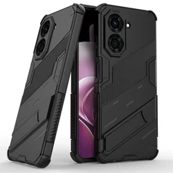 Shockproof Armor Phone Case with Magnetic Stand Cover for Poco C75 4G (PK - Black)