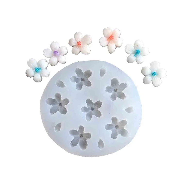 

5 маленьких цветов силиконовая форма «сделай сам» цветение сливы молдинг Капли клей пластырь помадка торт шоколад кухонные аксессуары инструменты для выпечки