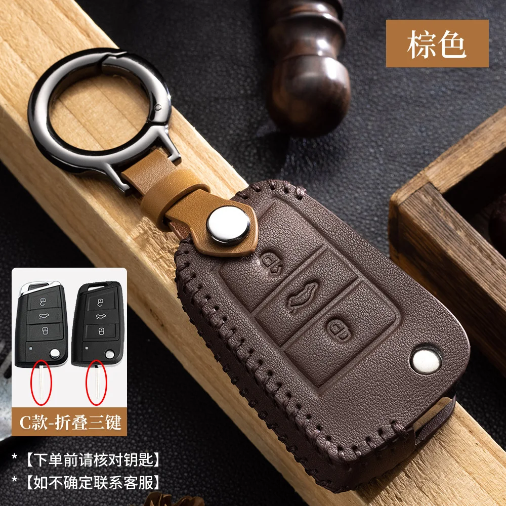 

Car Handmade Leather Key Case Holder For Volkswagen VW Accessories Golf 7 6 MK6 MK7 Polo Bora Tiguan B8 T-ROC Passat Key Cover