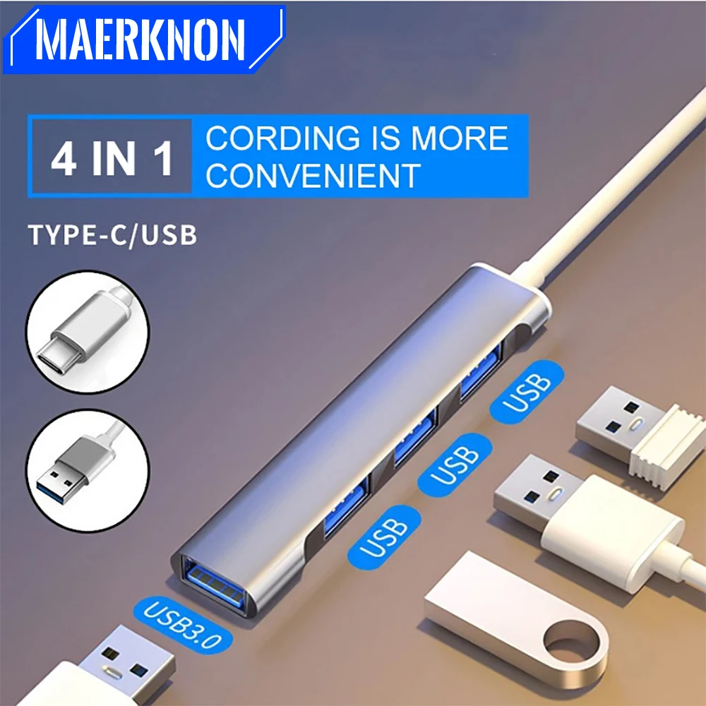 4 in 1 USB C HUB 3.0 Type C 3.0 2.0 4 Port USB Hub Multi Splitter Adapter OTG Hub usb For Computer Laptop Macbook PC Accessories