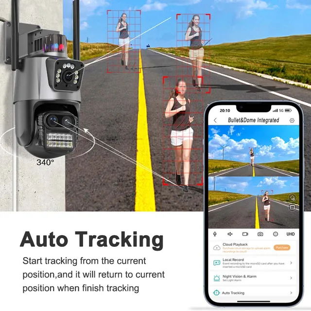 9MP WiFi IP Camera Three Lens 8X Zoom Outdoor PTZ Security Camera AI Tracking Smart Security Protection CCTV Surveillance Camera 5