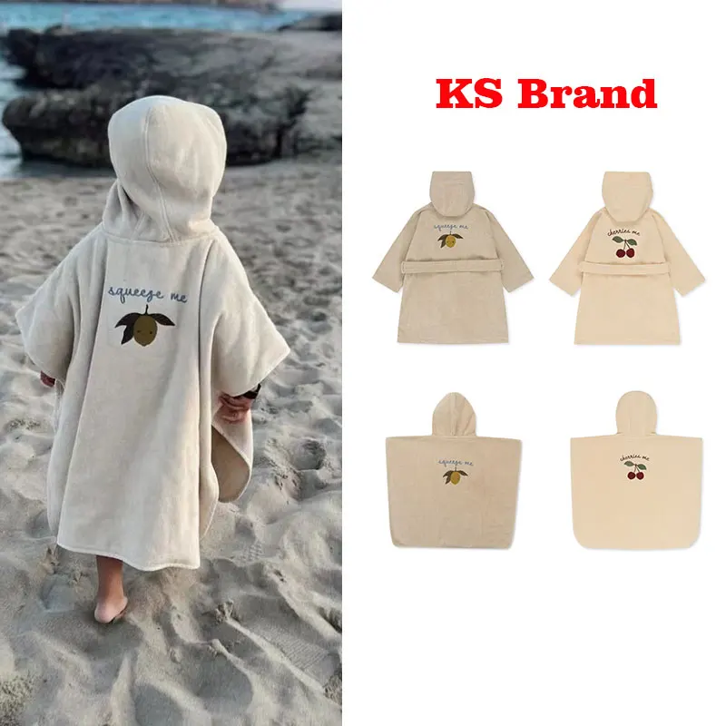 2024 KS Brand Kids Flannel Bathrobe Boys Girls Pajamas Toddler Clothing Children Soft Bath Robe Nightgown Teenager 1-12 Years