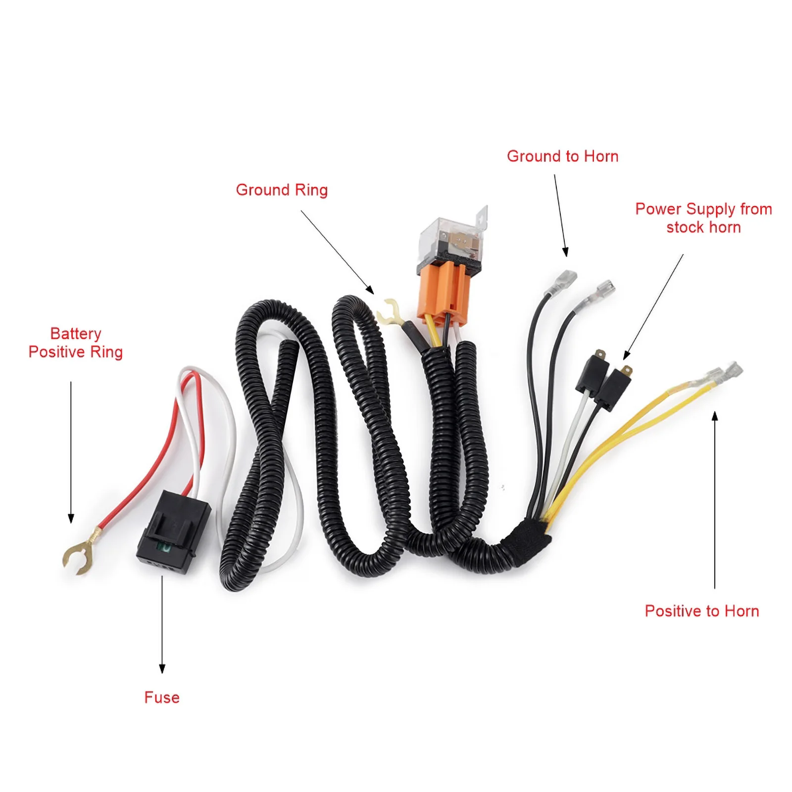 12V 경적 배선 하네스 릴레이 키트, 자동차 트럭 그릴 마운트 블라스트 톤 80A 경적 자동 밴 트럭용