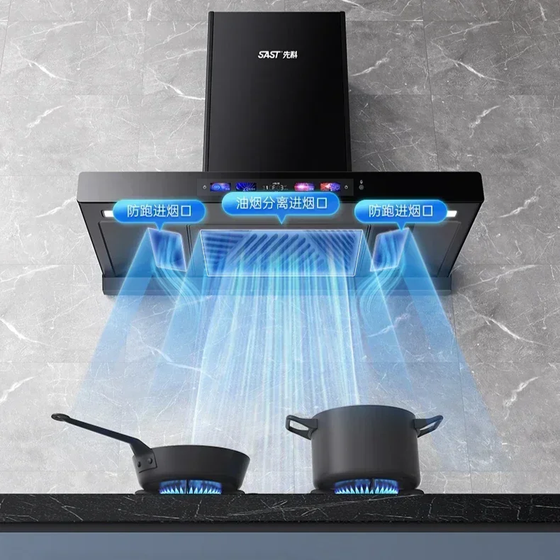 Household kitchen Top suction range hood.  large suction T-type range hood. Automatic cleaning. European style. 3