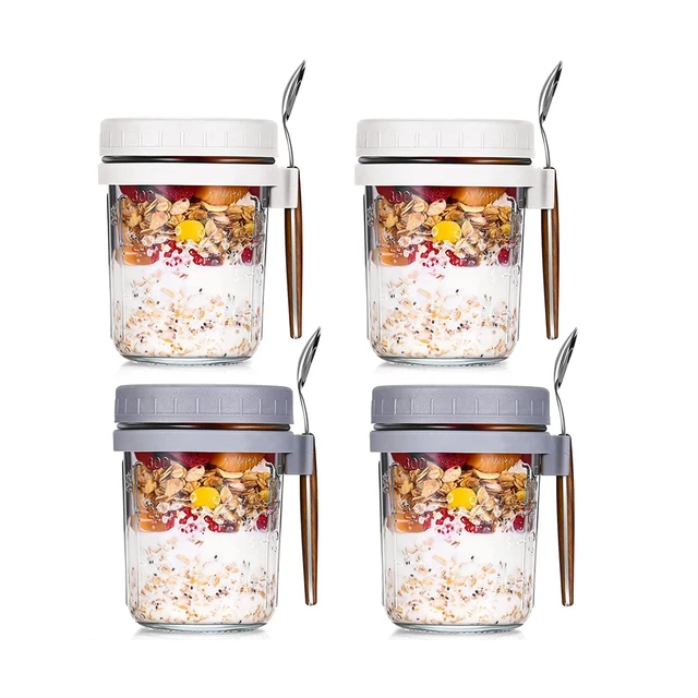 4PCS Overnight Oats Containers Overnight Oat Jars With Spoons Airtight  Oatmeal With Measurement Marks - AliExpress