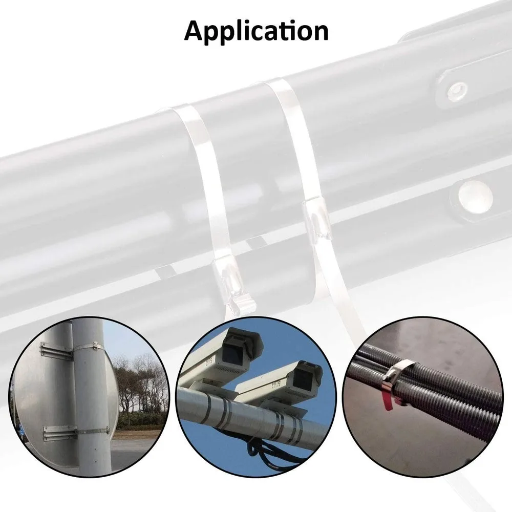 304#Stainless Steel Cable Ties Length 400/500mm Self-Locking Cable Zip Tie Multi-Purpose Metal Exhaust Wrap Locking 100Pcs Ties cable ties cable tie nylon cable ties nylon zip ties
